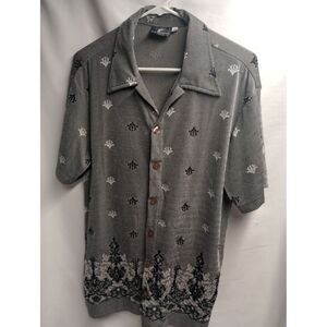 VTG Positano Men's Button Medium Camp Shirt Gray Multicolor‎